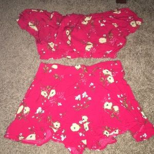 UK2LA Red and White flower - Two piece set